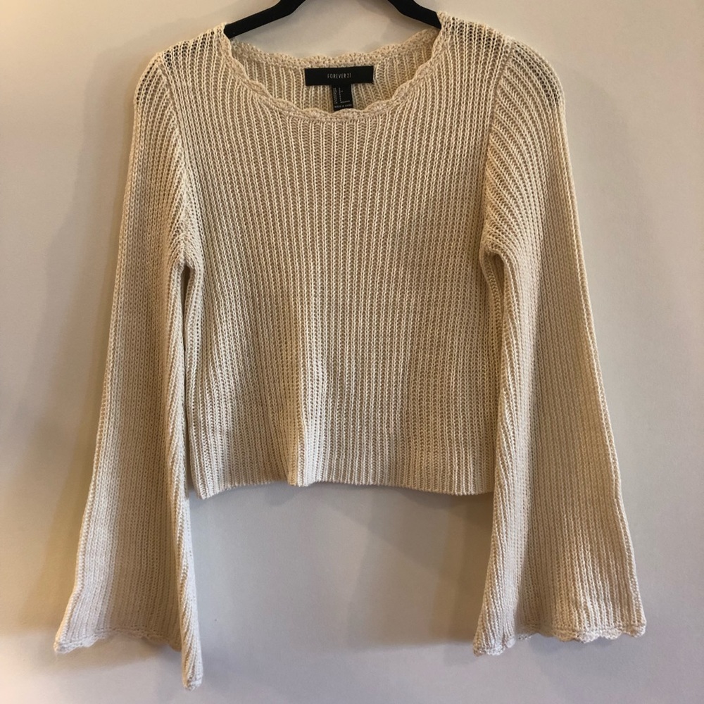 Forever 21 cropped bell sleeve sweater